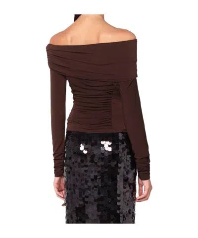 The Andamane Top With Bare Shoulders In Brown Jersey In Brown