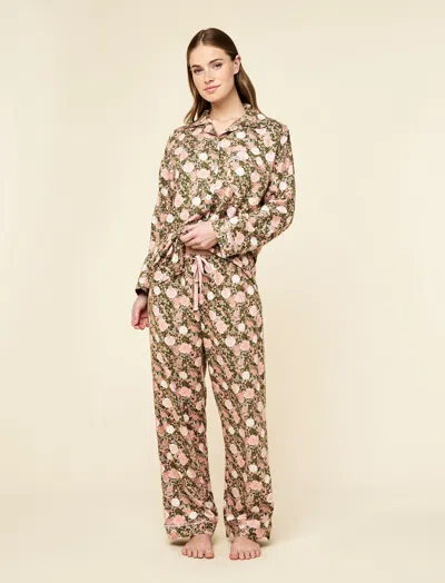 Papinelle Meribel Cosy Full Length Pj Set In Green