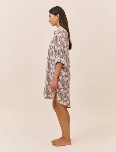 Papinelle Meribel Pleated Cotton Blend Nightgown In Pink