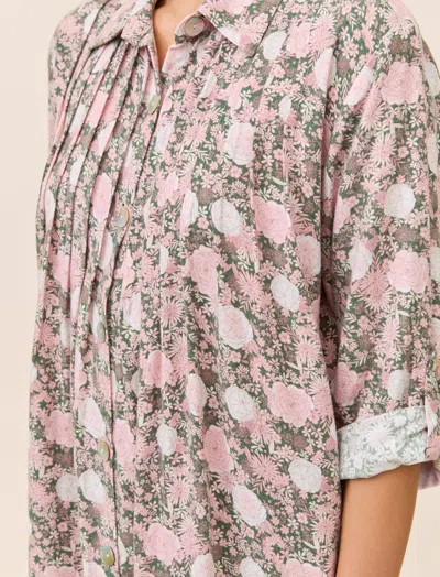 Papinelle Meribel Pleated Cotton Blend Nightgown In Pink