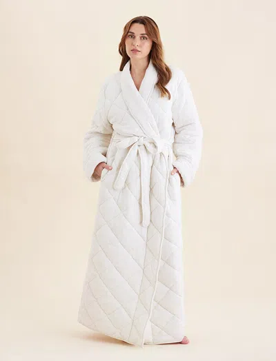 Papinelle Quilted Cotton Maxi Robe In Neutral