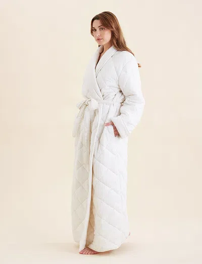 Papinelle Quilted Cotton Maxi Robe In Neutral