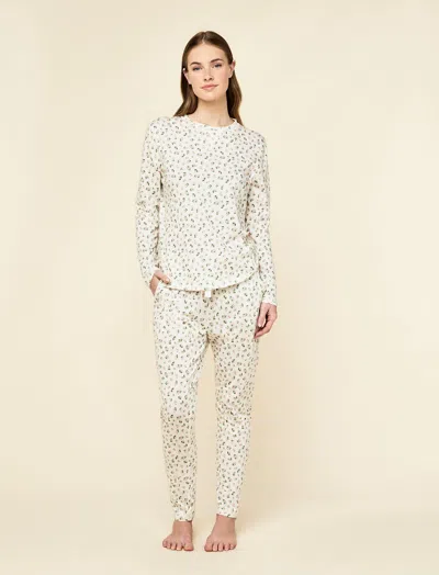 Papinelle Rosebud Organic Cotton Knit Long Sleeve Tee And Straight Leg Pant In Neutral