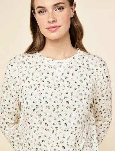 Papinelle Rosebud Organic Cotton Knit Long Sleeve Tee And Straight Leg Pant In Neutral