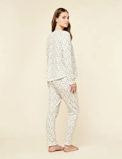 Papinelle Rosebud Organic Cotton Knit Long Sleeve Tee And Straight Leg Pant In Neutral