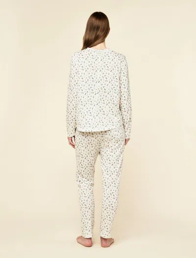 Papinelle Rosebud Organic Cotton Knit Long Sleeve Tee And Straight Leg Pant In Neutral