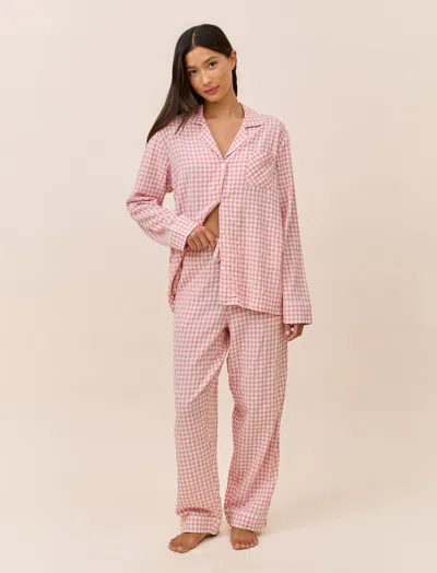 Papinelle Seersucker Gingham Cotton Blend Pajamas In Pink
