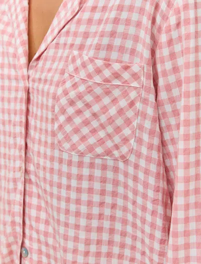 Papinelle Seersucker Gingham Cotton Blend Pajamas In Pink