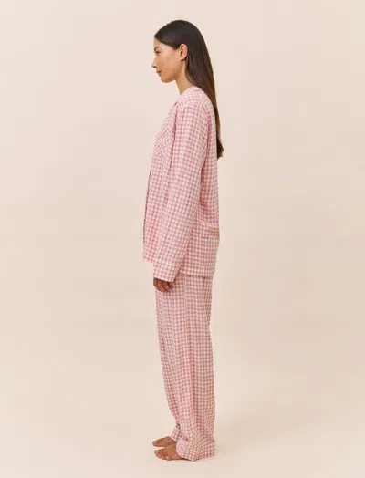 Papinelle Seersucker Gingham Cotton Blend Pajamas In Pink