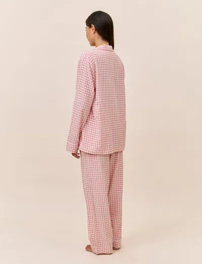 Papinelle Seersucker Gingham Cotton Blend Pajamas In Pink