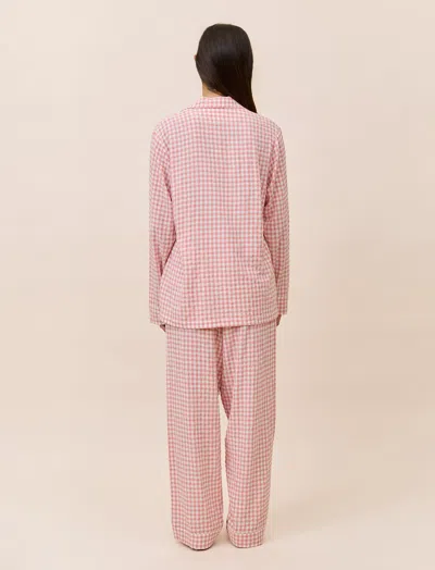 Papinelle Seersucker Gingham Cotton Blend Pajamas In Pink