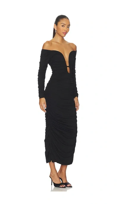 Sans Faff Wren Long-sleeve Ruched Midi Dress In Animal Print