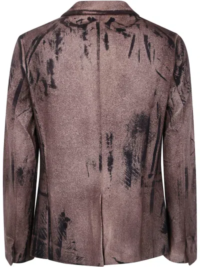 Avant Toi Felted Rever Jacket With Black Brush Strokes Effect In Brown