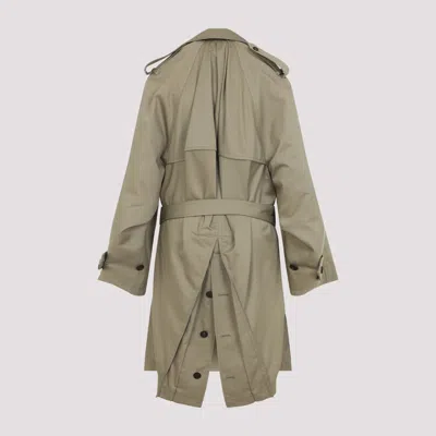 Balenciaga Beige Double-breasted Cotton Trench Coat In Brown