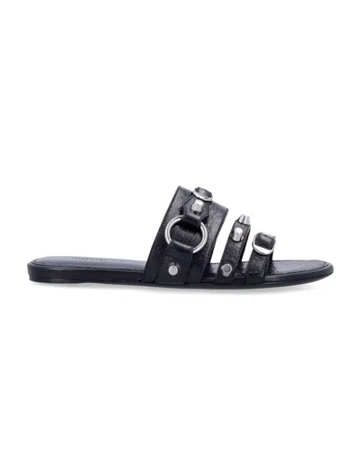 Balenciaga City Flat Sandals In Black