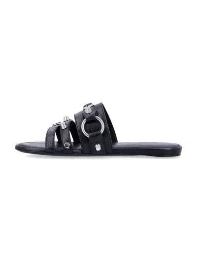 Balenciaga City Flat Sandals In Black