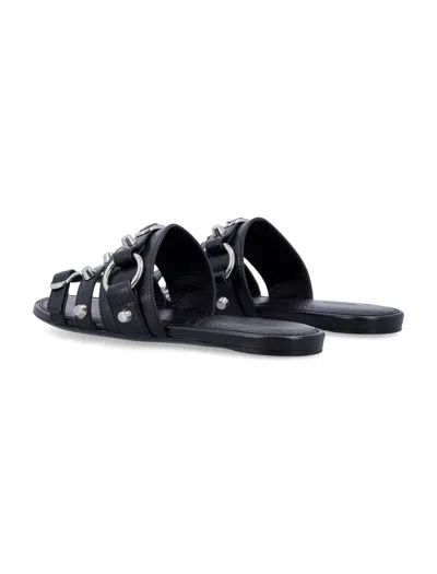 Balenciaga City Flat Sandals In Black