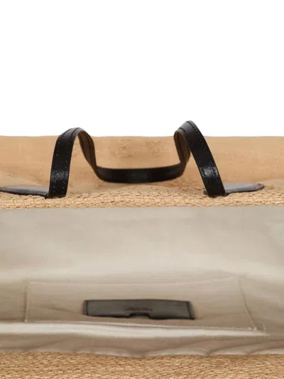 Balmain Track Tote Bag In Jacquard And Calfskin In Neutral