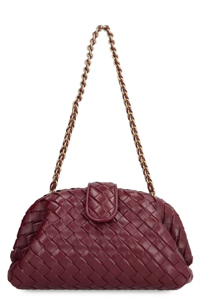 Bottega Veneta Womens Barolo-m Brass Lauren Large Leather Clutch Bag In Burgundy
