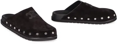 Celine Pitea Suede Mules In Black