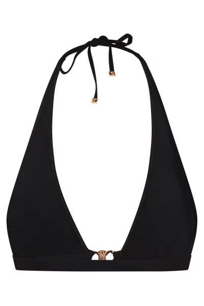 Celine Triangle Bikini Top In Black