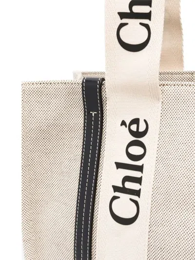 Chloé Chloè Woody Medium Canvas Tote In Neutral