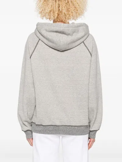 Chloé Cotton Blend Logo Hoodie In Gray