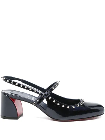 Christian Louboutin Janispikes 55 Mary-jane Slingback Pumps In Black