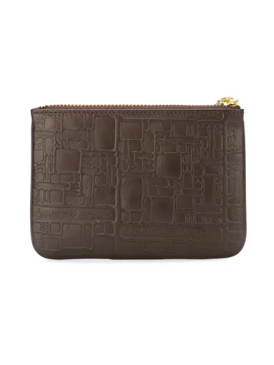 Comme Des Garçons Wallet "embossed Logotype" Pouch In Brown