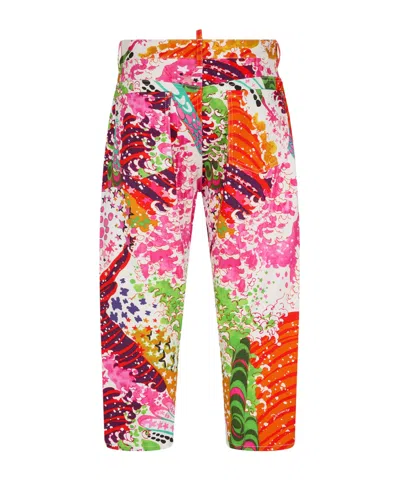 Dsquared2 Graphic-print Cropped Trousers In Multi