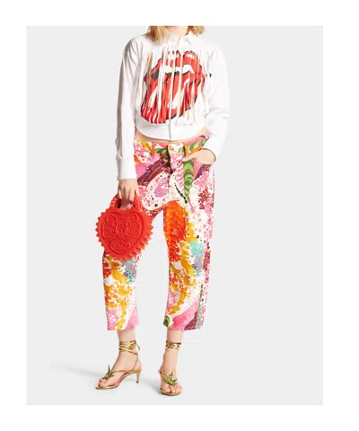 Dsquared2 Graphic-print Cropped Trousers In Multi