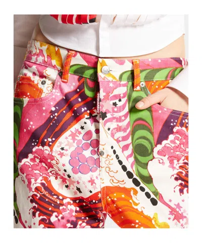 Dsquared2 Graphic-print Cropped Trousers In Multi
