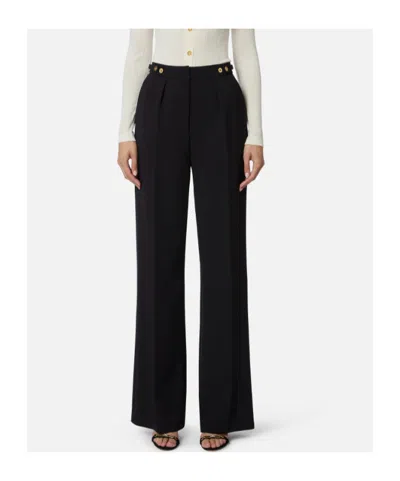Elisabetta Franchi High-waisted Tailored Pants With Button Detail In Black