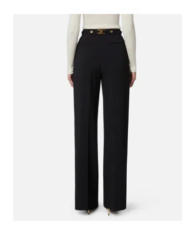 Elisabetta Franchi High-waisted Tailored Pants With Button Detail In Black