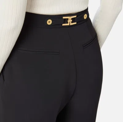 Elisabetta Franchi High-waisted Tailored Pants With Button Detail In Black