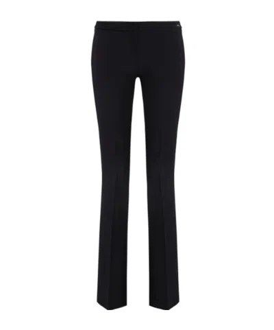 Elisabetta Franchi Flared Trousers With Button Detail And Ribbed Texture In Black