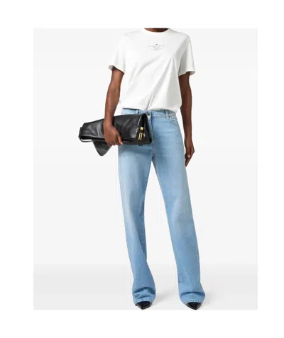 Elisabetta Franchi Textured Fabric Five-pocket Trousers In Blue