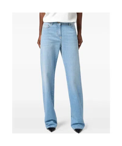 Elisabetta Franchi Textured Fabric Five-pocket Trousers In Blue