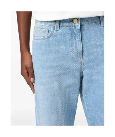 Elisabetta Franchi Textured Fabric Five-pocket Trousers In Blue