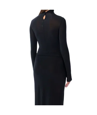 Jean Paul Gaultier Long Sleeve Top Garter Detail In Black