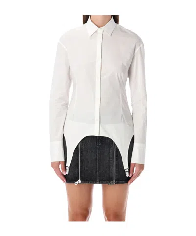 Jean Paul Gaultier Collared Long Sleeve Shirt With Unique Hem In White