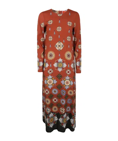 La Doublej Swing Printed Jersey Maxi Dress In Brown