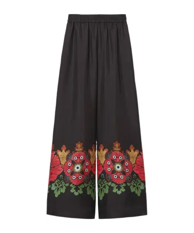 La Doublej Printed Silk Twill Palazzo Pants In Gold