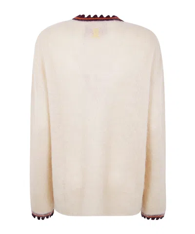 La Doublej Scalloped-trimmed Mohair Wool Sweater In Neutral