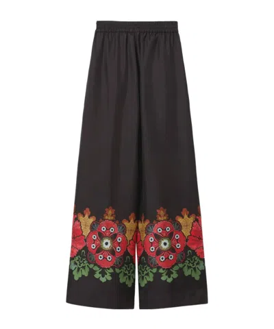 La Doublej Printed Silk Twill Palazzo Pants In Gold