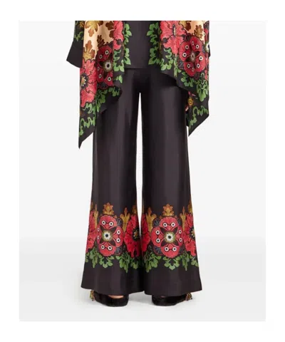 La Doublej Printed Silk Twill Palazzo Pants In Gold