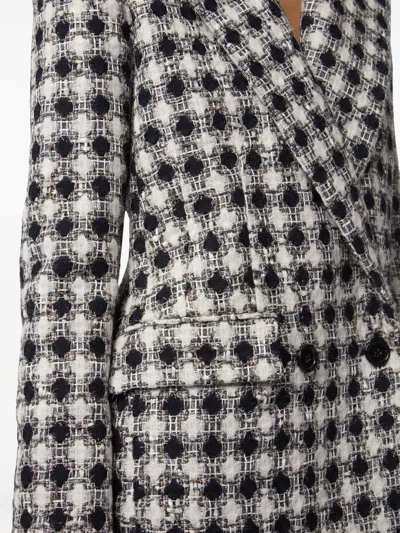 Nina Ricci Tweed Check Double-breasted Jacket In Black