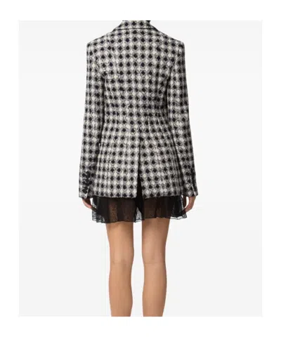 Nina Ricci Tweed Check Double-breasted Jacket In Black