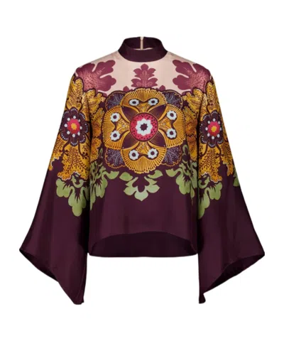 La Doublej La Double J Make An Exit Printed Silk Top In Multi