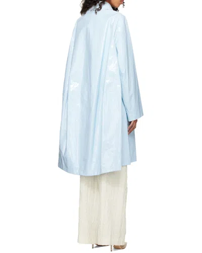 Nina Ricci High-shine Buttoned Car Coat In Blue